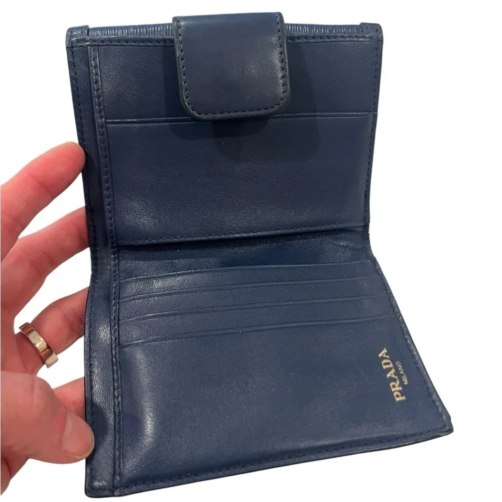 PRADA | Diagramme Leather Wallet | Navy Blue